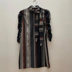Sisley Paris - Checkered Plaid High Neck Tie Dress